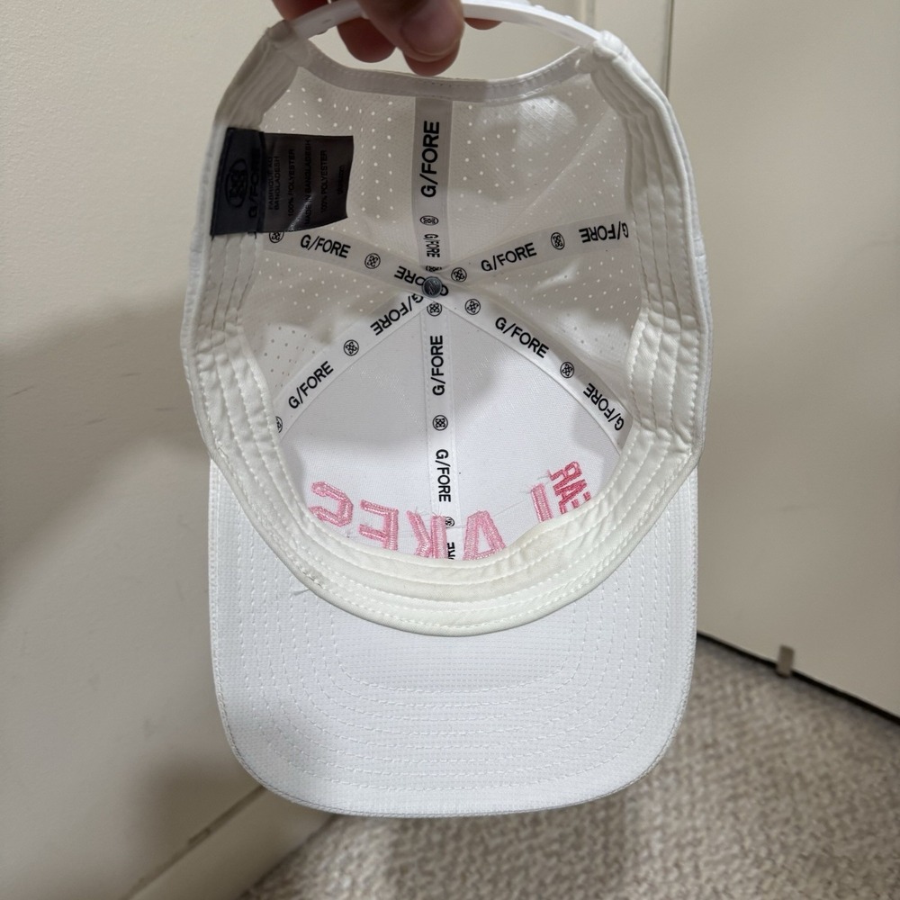 G/FORE Bear Lakes Country Club White Pink Snapback Hat Cap Flexfit Tech Golf - Picture 5 of 10